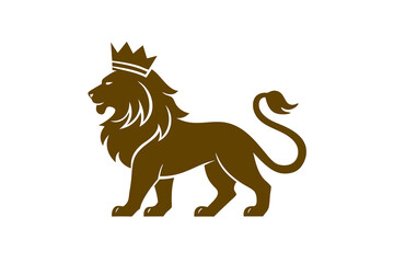  Lion head logo with wear crown vector illustration 