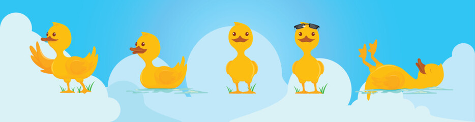 little ducks in various poses