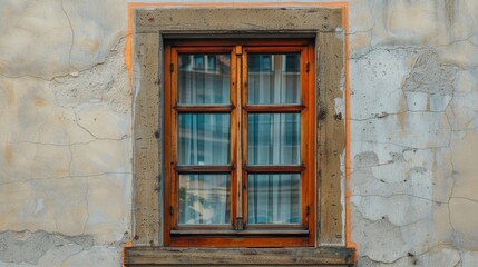 Obraz premium Design Decor and Beauty of Antique Wooden Window in Urban Setting