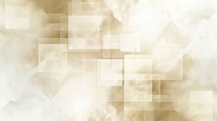 Obraz premium This abstract digital art piece features a white background with overlapping beige squares of various sizes and transparency. The squares create a sense of depth and movement.