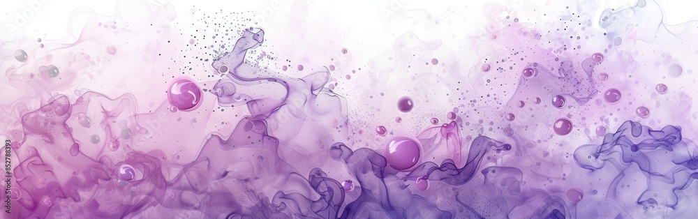 Poster this image depicts a beautiful abstract design of purple ink swirling and forming bubbles in water. 