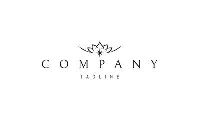 A vector logo featuring an abstract image a lotus flower in a bowl with a star in the middle.