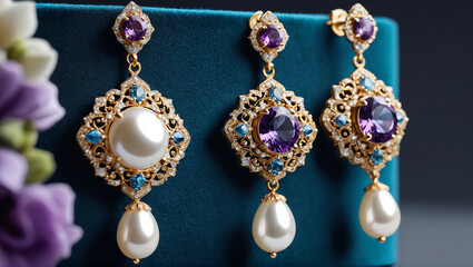 glamour product photo of an exquisite brooch on soft velvet, Generative AI