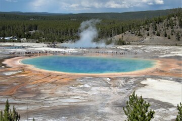 Image of Grand Prismatic Spring Yellowstone printed on Printed Glass Wall Art