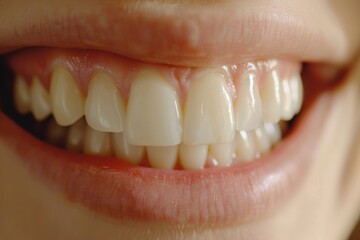 Fototapeta premium Bright White Smile Close-Up After Teeth Whitening - Perfect for Dental Care Ads and Promotions
