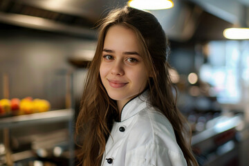 Young Female Chef's Promotional Photoshoot, Professional Environment, Diverse Workforce, Corporate Photography, Team Collaboration, Engaged Employees, Authentic Work Settings.