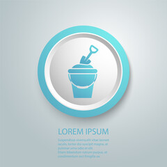 Bucket filled with beach sand with a shovel icon  vector