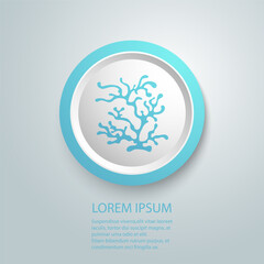 Sea coral icon and seaweed black silhouette vector isolated flat sign