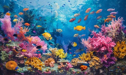 Vibrant coral reef with fish