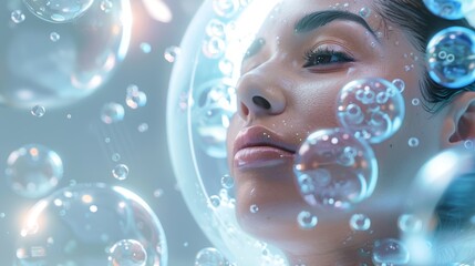 Futuristic Oxygen Bubble Facial Treatment in a Modern Spa for Enhanced Skin Rejuvenation