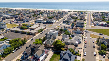 Aerial Drone of Seaside Heights Boardwalk