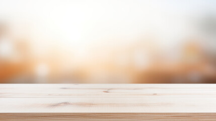 Beautiful Wooden Table with Soft Bokeh Background: Perfect for Graphic Compositions and Elegant Displays