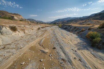 Drought Crisis: Barren Riverbed During El Nino with Clear Skies