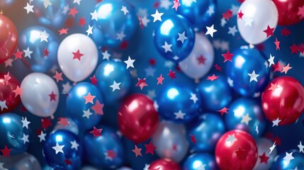 helium balloons with american flag colors