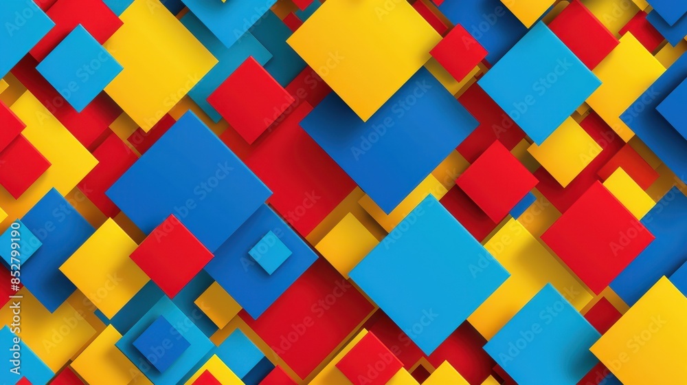 Leinwandbilder A colorful background with squares of different colors. The squares are arranged in a way that creates a sense of depth and dimension. The colors are bright and vibrant, giving the image a lively