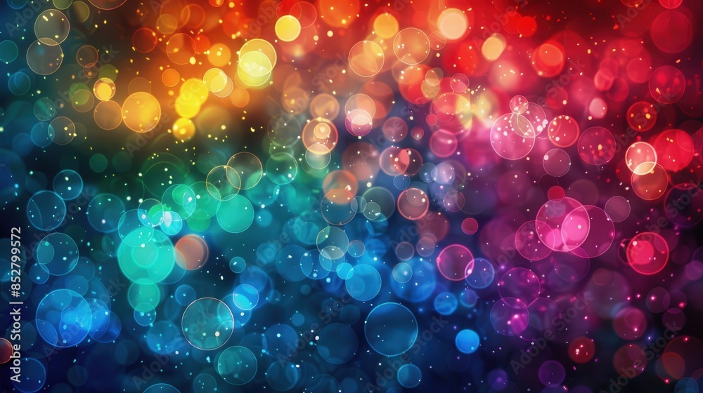 Poster A colorful background with many small circles. The circles are of different sizes and colors, creating a vibrant and lively atmosphere. The image seems to be inspired by a party or a celebration