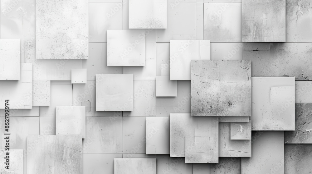 Leinwandbilder a wall made of white squares. the squares are all different sizes and are arranged in a way that cre