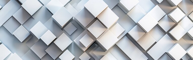 A white background with many white squares. The squares are arranged in a way that creates a sense of depth and texture. The image conveys a feeling of modernity and minimalism