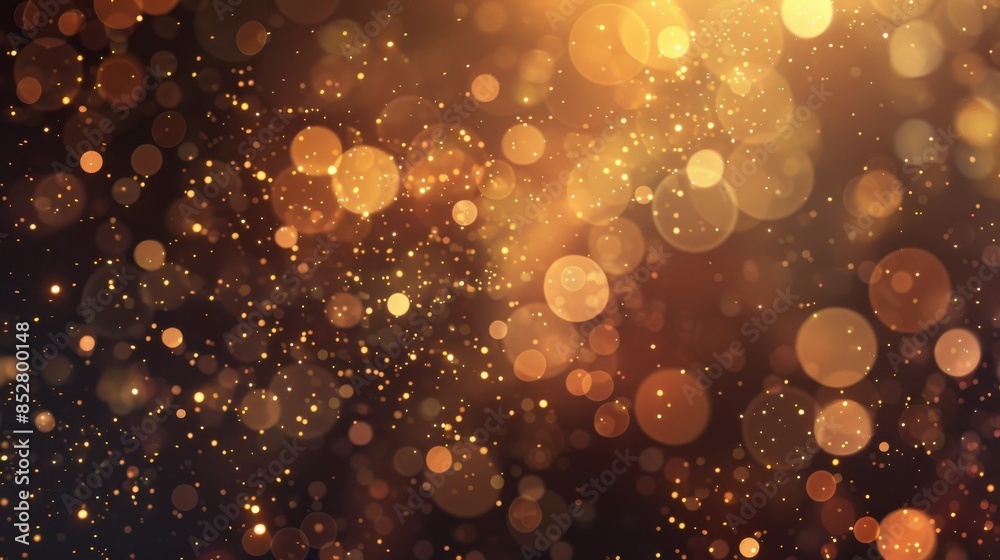 Leinwandbilder a blurry image of gold and black with many small circles. the circles are scattered throughout the i