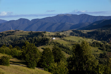Obraz premium Picturesque mountain landscape at sunset. Beautiful world.