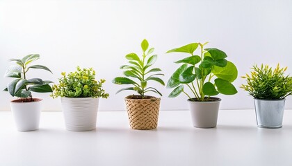 Fototapeta premium Set 3 of Green plants in potted for interior decoration isolated on white background