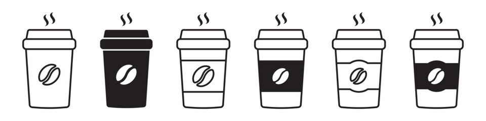 Hot coffee cup icon. Paper coffee cup icon isolated on white background.