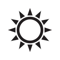 Sun icon, sun symbol isolated on white.