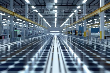 Fototapeta premium Solar Panel Production Process on Advanced Factory