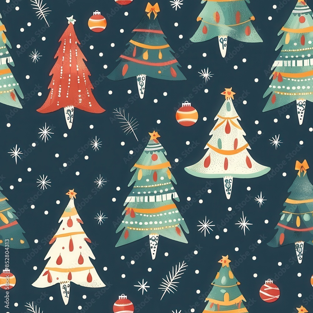 Poster this digital illustration depicts a festive christmas pattern featuring a variety of colorful christ