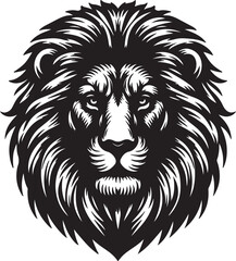create a lion vector black art with white background