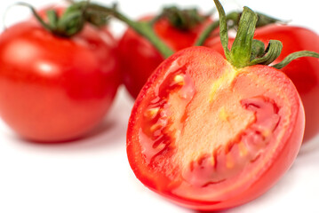 tomato isolated on white background micro