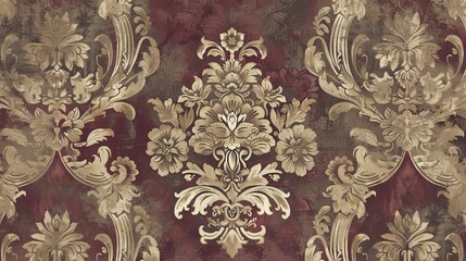 Seamless Vintage Damask Pattern Wallpaper with Ornate Floral Design