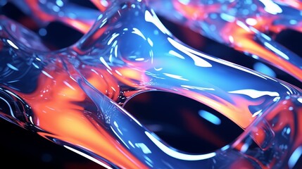 Abstract Glass Structure with Blue and Orange Reflections