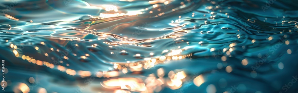 Poster the water is calm and still, with a few bubbles floating on the surface. concept of tranquility and 