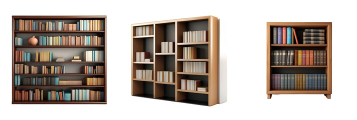 bookshelf isolated on transparent background