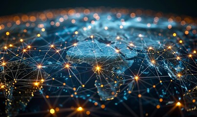 global world network and telecommunication connection concept