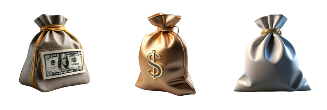money bag isolated on transparent background - Powered by Adobe