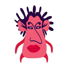 Vibrant Strange ugly Halloween characters. Cute bizarre comic characters in modern flat hand drawn style