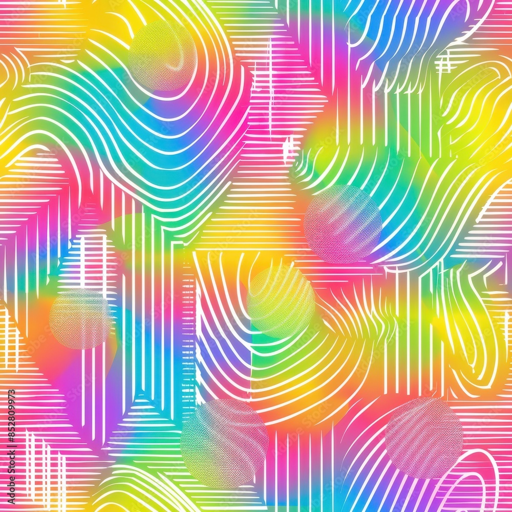 Poster A colorful abstract design with a rainbow of colors and a lot of white lines. The design is full of energy and movement, and it seems to be inspired by nature