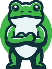 A mascot logo of a frog, simple, vector
