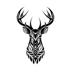 deer head silhouette vector art illustration