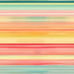 This digital art image features an abstract design of horizontal stripes in various shades of red, orange, yellow, green, and blue. The stripes are blurred and slightly faded, creating a soft and drea