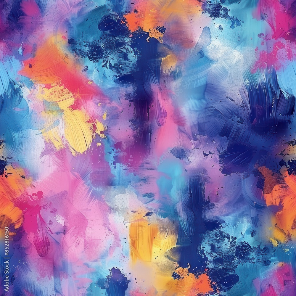 Poster this image features a vibrant, abstract background with colorful paint brushstrokes. the design is a