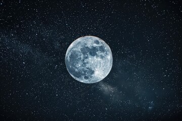Fototapeta premium Night sky with stars and the full moon.