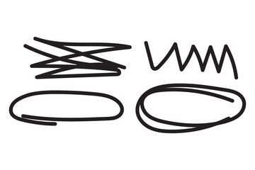 Black circle, pen draw. Highlight hand drawing different circles isolated on background. Handwritten red circle. For marking text, numbers, marker pen, pencil, logo and text check, vector.