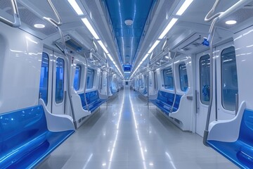 Obraz premium Interior view of a modern subway. Empty subway transport.