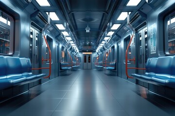 Obraz premium Interior view of a modern subway. Empty subway transport.