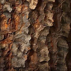 Detailed texture of tree bark with visible cracks and dark tones