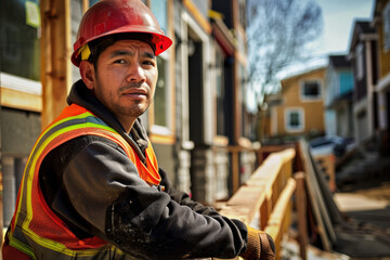 Fototapeta premium Construction Worker on Site at Midday