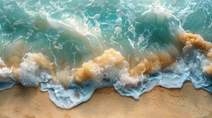 Ocean Waves Crashing on Sandy Beach.